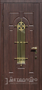 Фото №2 «Уличная входная дверь с МДФ со стеклом и ковкой в частный дом №2»