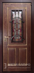 Дверь металлическая «Дверь с ковкой №20» с внешней стороны Массив дуба