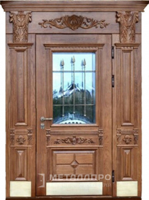 Дверь металлическая «Парадная дверь №59» с внешней стороны Массив дуба