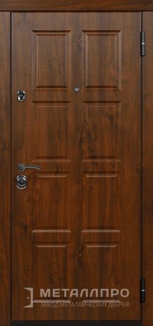 Фото внешней стороны двери «Железная коричневая дверь с панелью МДФ » c отделкой МДФ ПВХ