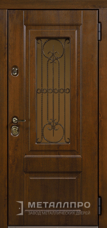 Фото внешней стороны двери «Входная утепленная дверь с МДФ в частный дом со стеклом» c отделкой МДФ ПВХ
