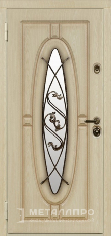 Фото внутренней стороны двери «Уличная входная дверь с МДФ в частный дом со стеклом цвета белёный дуб» c отделкой МДФ ПВХ